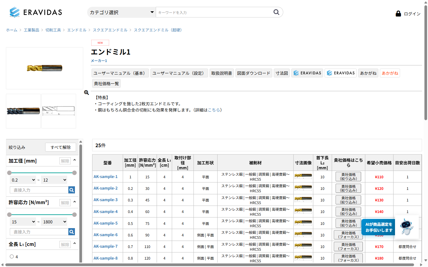 ERAVIDAS 商品詳細ページ